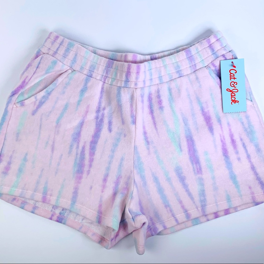 Girls  Soft Fleece Pull-On Shorts - Cat & Jack - Purple Tie Dye - Medium & XL